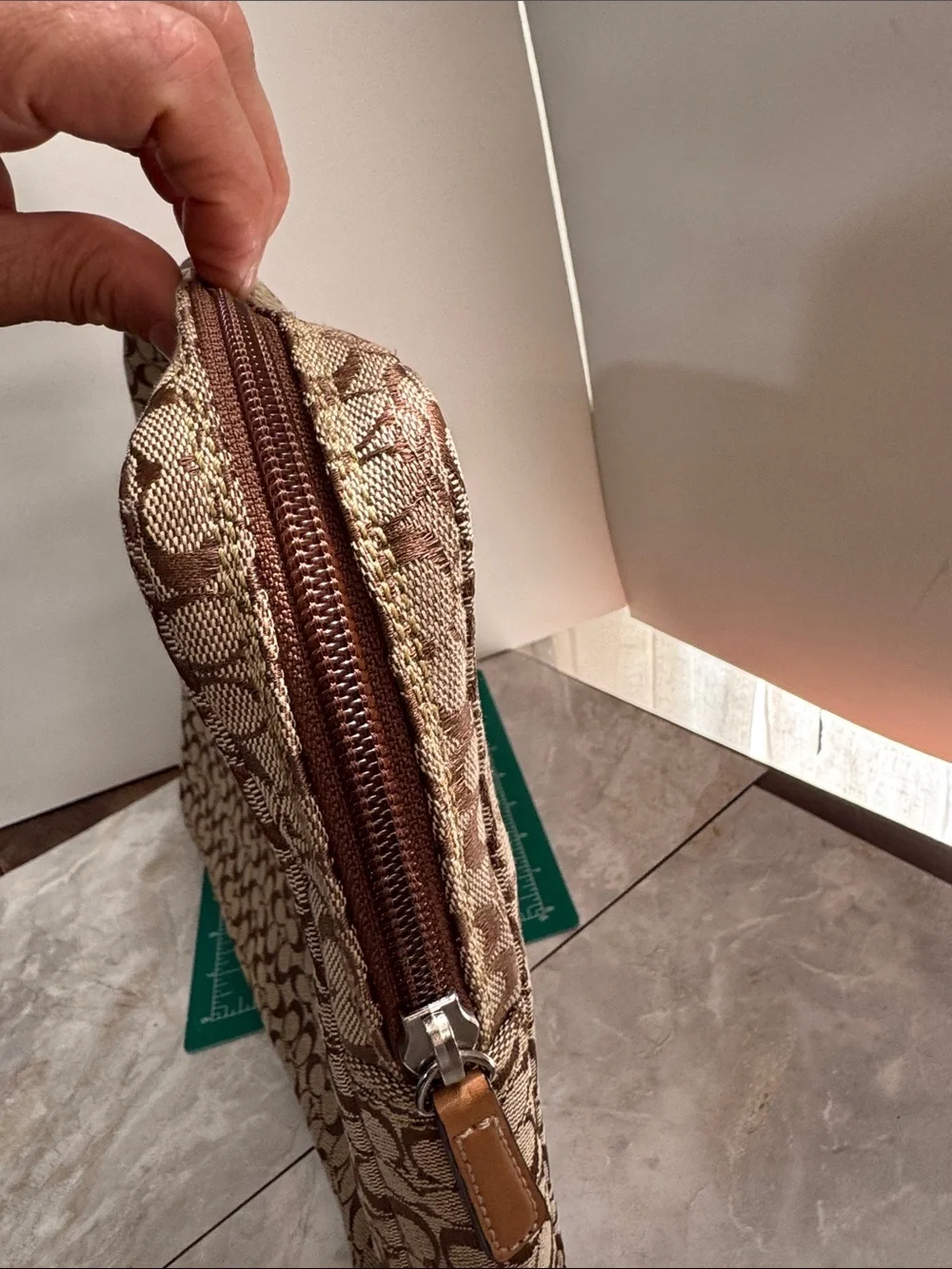 Coach Brown Signature Zip Laptop Sleeve